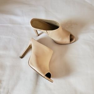 Ann Taylor,  size 6 heeled mules, tan.